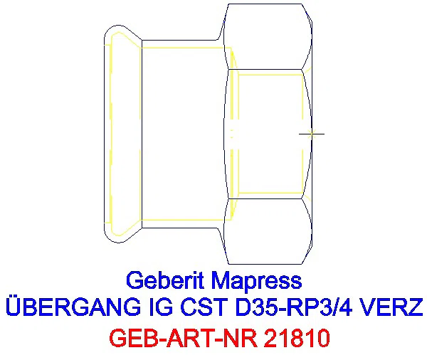 GE Mapress C-Stahl Übergang mit IG d35-Rp3/4 verzinkt_21810_G