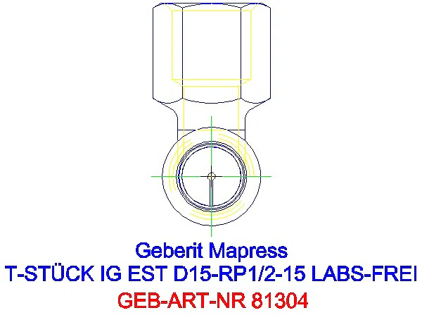 GE Mapress Edelstahl T-Stück mit IG (LABS-frei) d15-Rp1/2-15_81304_L