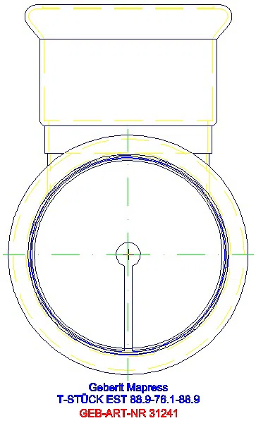 GE Mapress Edelstahl T-Stück reduziert d88,9-76,1-88,9_31241_L