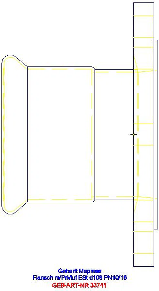 GE Mapress Edelstahl Flansch PN 10/16 mit Pressmuffe d108_33741_A