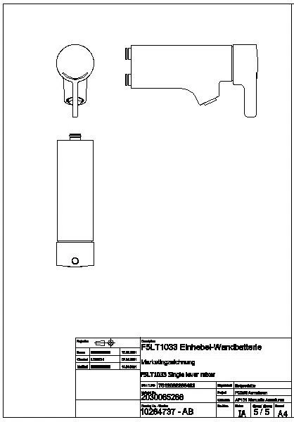Thermostatbatterie, F5, EHM, für Armatureneinheit oder W.-Mont., F5LT1033