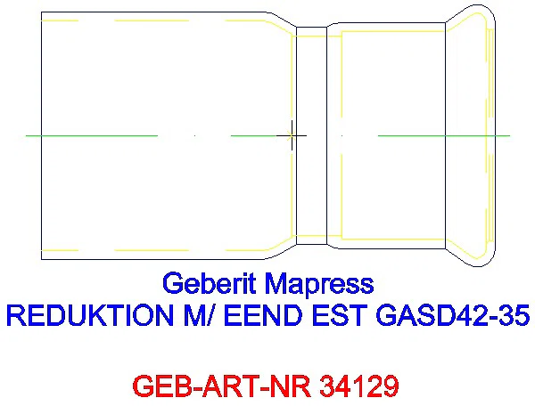 GE Mapress Edelstahl Reduktion mit Einschubende (Gas) d42-35_34129_L