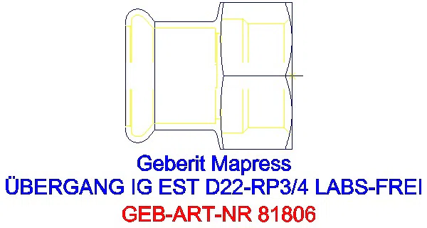 GE Mapress Edelstahl Übergang mit IG (LABS-frei) d22-Rp3/4_81806_A
