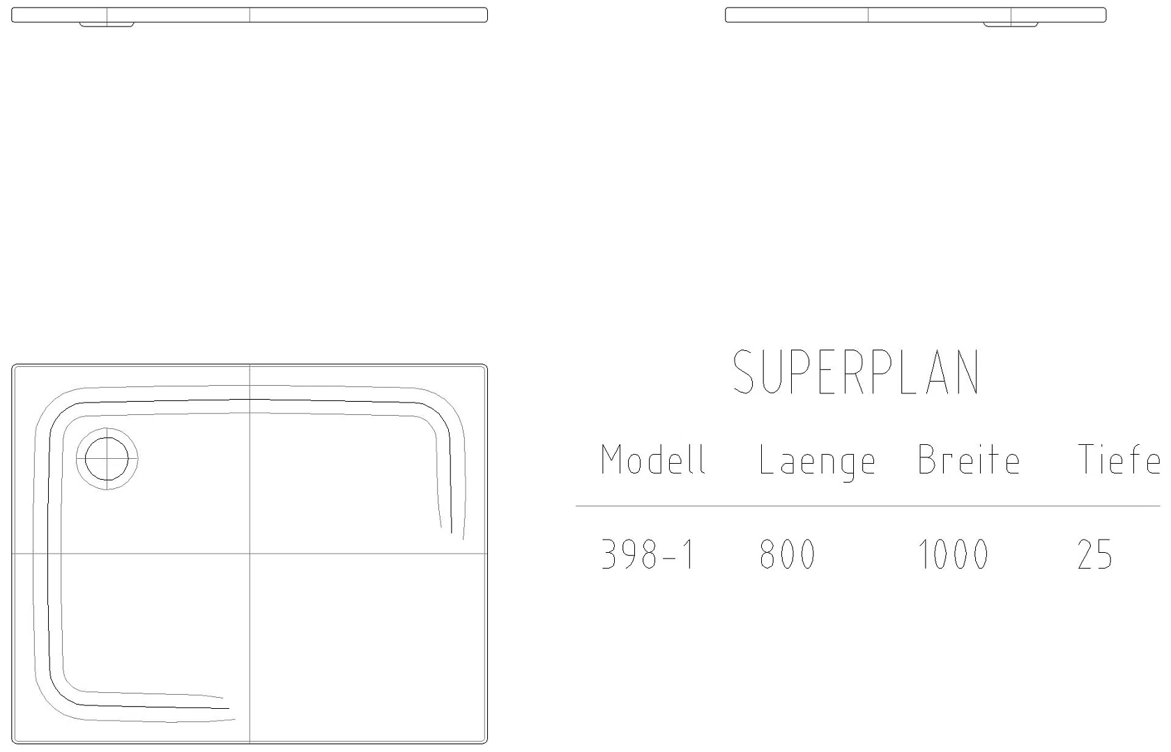 KALDEWEI SUPERPLAN CLASSIC Duschfläche, 800x1000x32 mm, Modell-Nr: 398-1