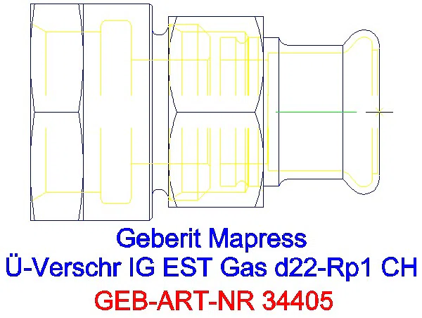 GE Mapress Edelstahl Übergangsverschr. mit IG (Gas) d22-Rp1_34405_G