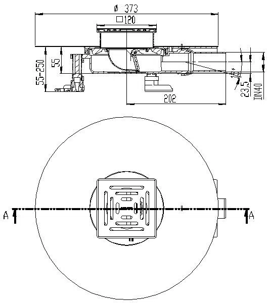 DALLMER Bodenablauf DallDrain Select Plan, DN 40, 120 x 120 mm