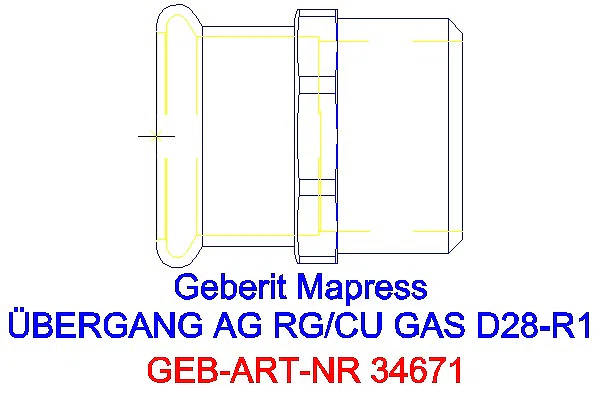 GE Mapress Kupfer Übergang mit AG (Gas) Rg d28-R1_34671_A