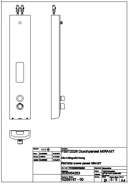 Duschpaneel, F5, hydr., MIRANIT, Therm., f. DUKO, Ablage, Hyg-Einheit, F5ST2026