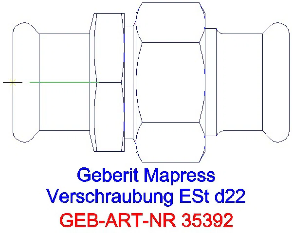 GE Mapress Edelstahl Verschraubung mit Überwurfmutter aus ESt d22_35392_A