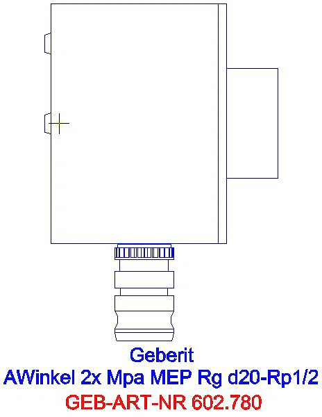 GE Mepla Anschlusswinkel 90Gr vormont. zweifach Rg d20-Rp1/2_602.780.00.5_L