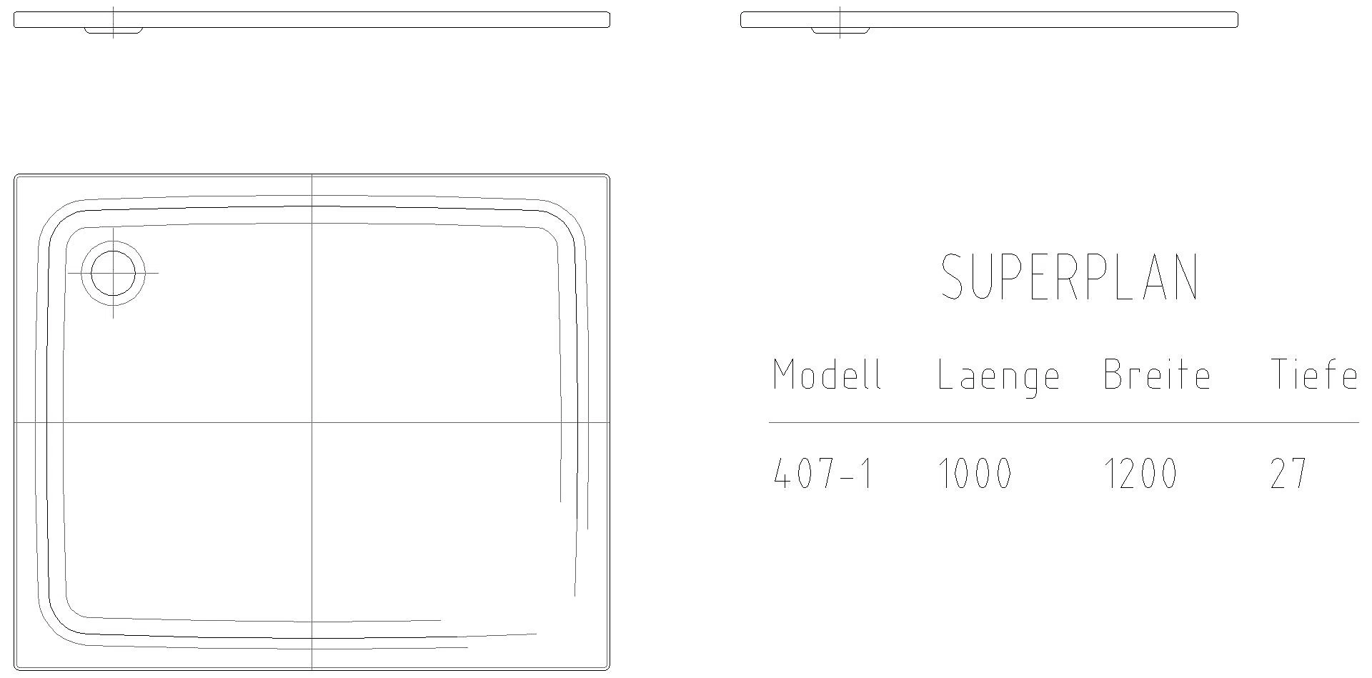 KALDEWEI SUPERPLAN CLASSIC Duschfläche, 1000x1200x32 mm, Modell-Nr: 407-1