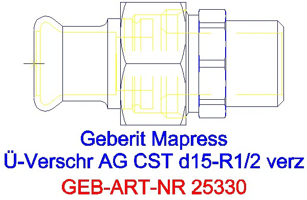 GE Mapress C-Stahl Übergangs- verschraubung mit AG d15-R1/2 verzinkt_25330_G