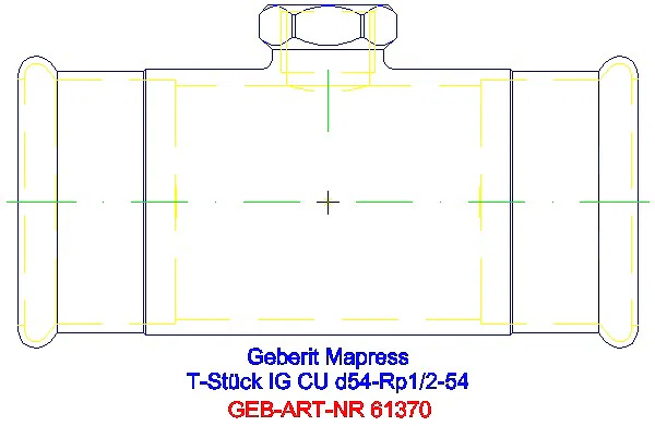 GE Mapress Kupfer T-Stück mit IG d54-Rp1/2-54_61370_A