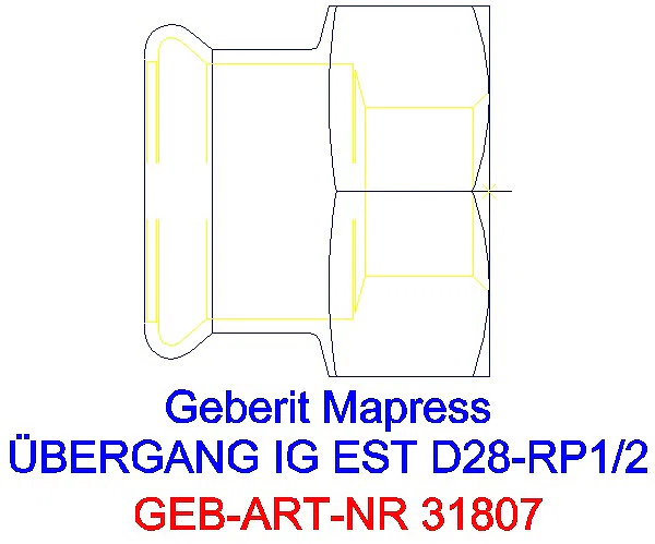 GE Mapress Edelstahl Übergang mit IG d28-Rp1/2_31807_A