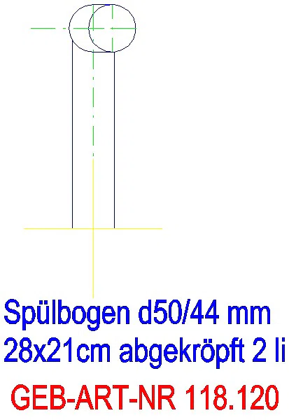 GE Spülbogen 90Gr 28x21 cm links gekröpft 2 cm weiß-alpin d50/44_118.120.11.1_G