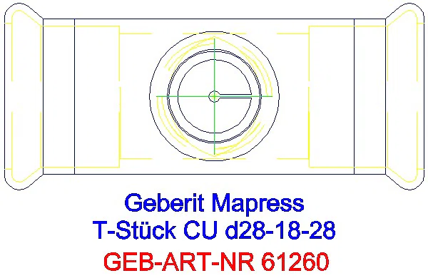 GE Mapress Kupfer T-Stück reduziert d28-18-28_61260_G