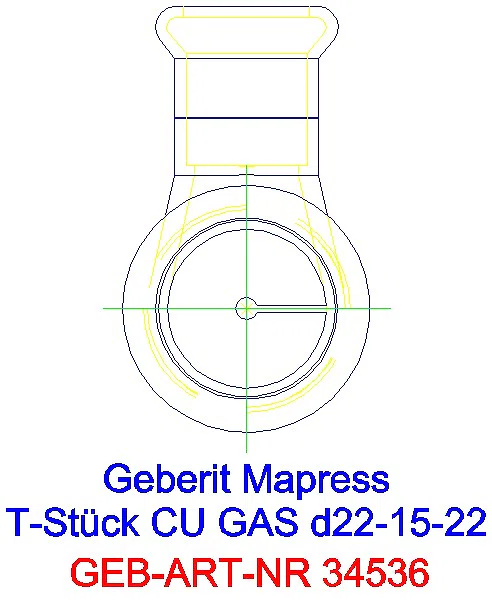GE Mapress Kupfer T-Stück reduziert (Gas) d22-15-22_34536_L