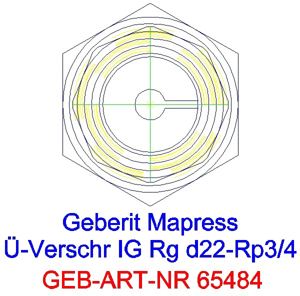 GE Mapress Kupfer Übergangsverschraubung mit IG Rg d22-Rp3/4_65484_L