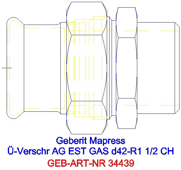 GE Mapress Edelstahl Übergangsverschr. mit AG (Gas) d42-R1 1/2_34439_A