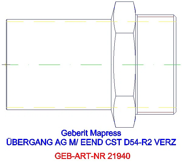 GE Mapress C-Stahl Übergang mit AG und Einschubende d54-R2 verzinkt_21940_G