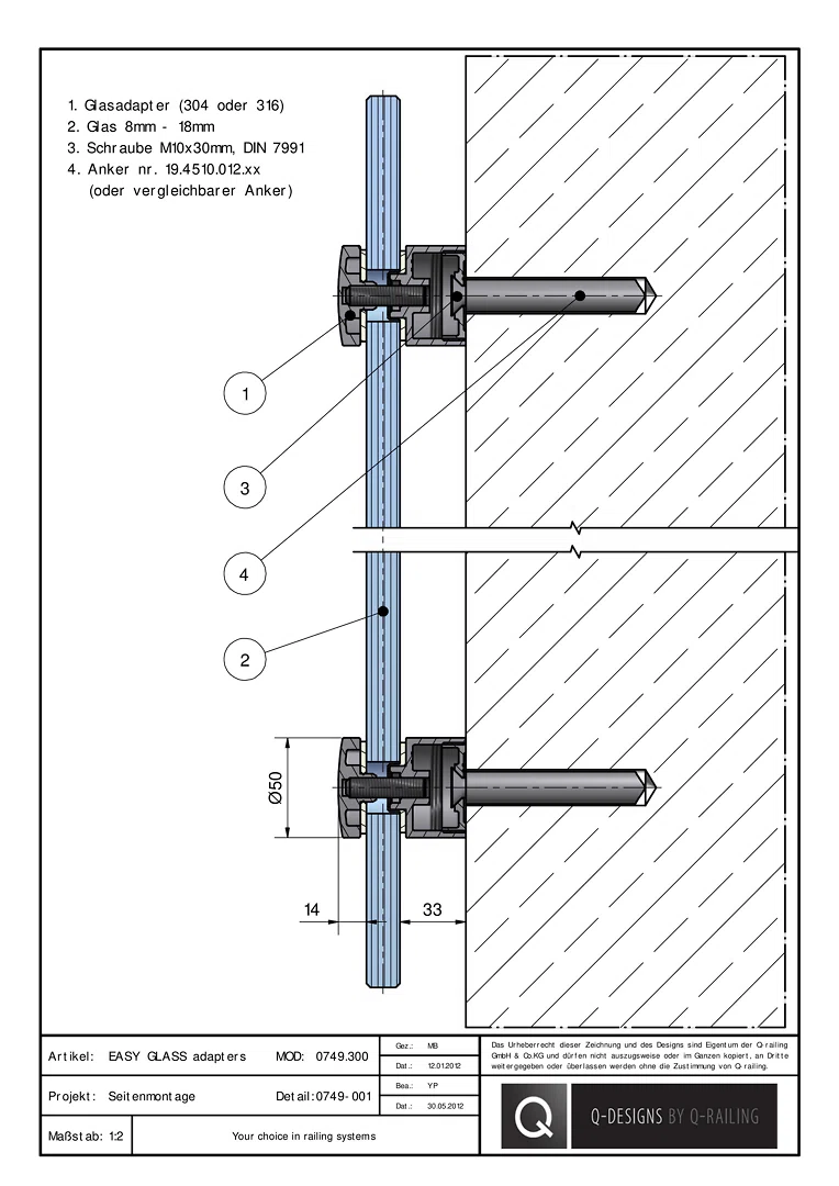 EASY GLASS adapters 0749-001