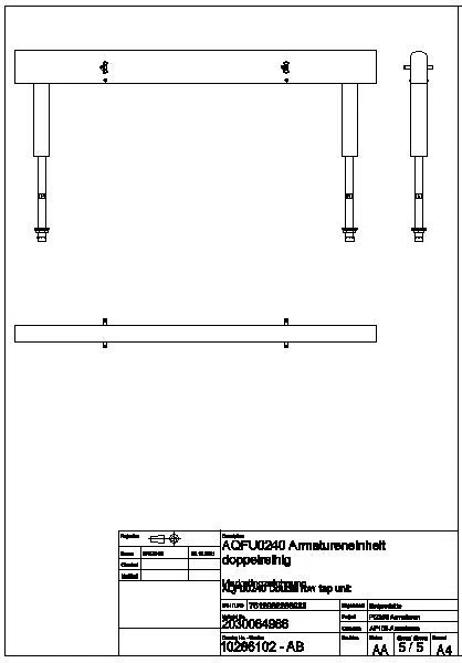 Armatureneinh., Edst., doppelreihig, 4 Waschplätze, 1600 mm, Wasserans un., AQFU0240