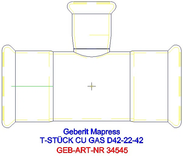 GE Mapress Kupfer T-Stück reduziert (Gas) d42-22-42_34545_A