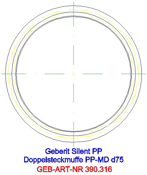 GE Silent-PP Doppelsteckmuffe d75_390.316.14.1_G