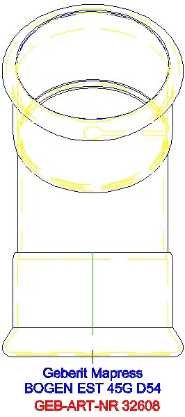 GE Mapress Edelstahl Bogen 45Gr d54_32608_L