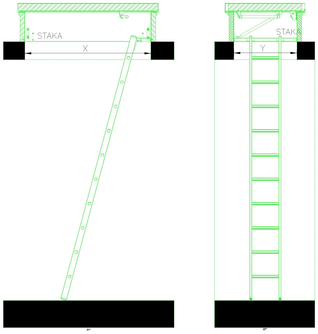 Flachdachausstieg DL147 mit einteilige Leiter