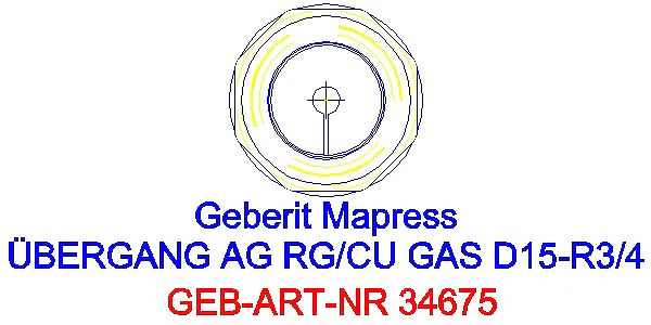 GE Mapress Kupfer Übergang mit AG (Gas) Rg d15-R3/4_34675_L