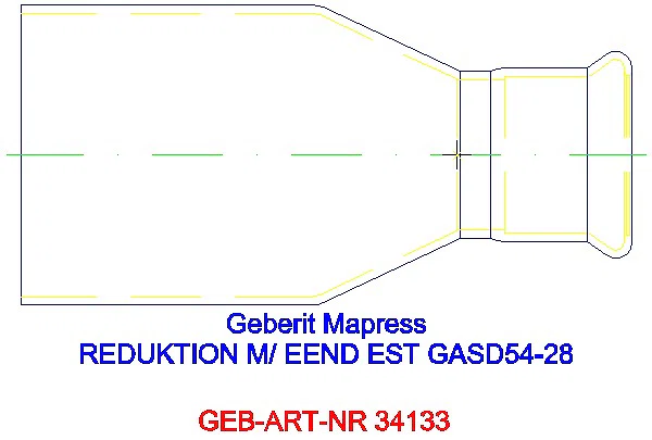 GE Mapress Edelstahl Reduktion mit Einschubende (Gas) d54-28_34133_L