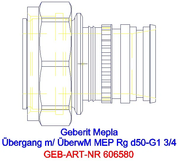 GE Mepla Übergang mit Überwurfmutter Rg d50-G1 3/4_606.580.00.5_G