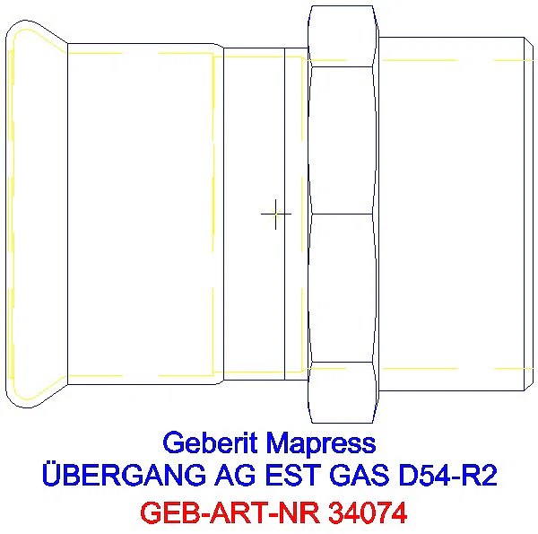 GE Mapress Edelstahl Übergang mit AG (Gas) d54-R2_34074_G