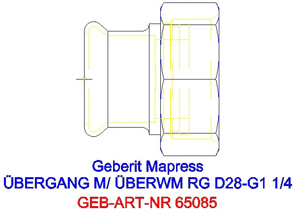 GE Mapress Kupfer Übergang mit Überwurfmutter Rg d28-G1 1/4_65085_A