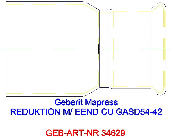 GE Mapress Kupfer Reduktion mit Einschubende (Gas blau) d54-42_34629_L