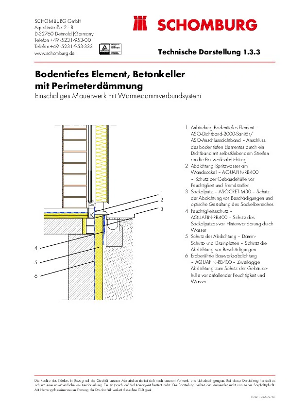 1-3-3_Abdichtung Bodentiefes Element, Betonkeller mit Perimeterdaemmung