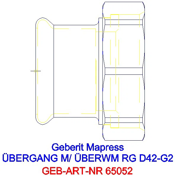 GE Mapress Kupfer Übergang mit Überwurfmutter Rg d42-G2_65052_G