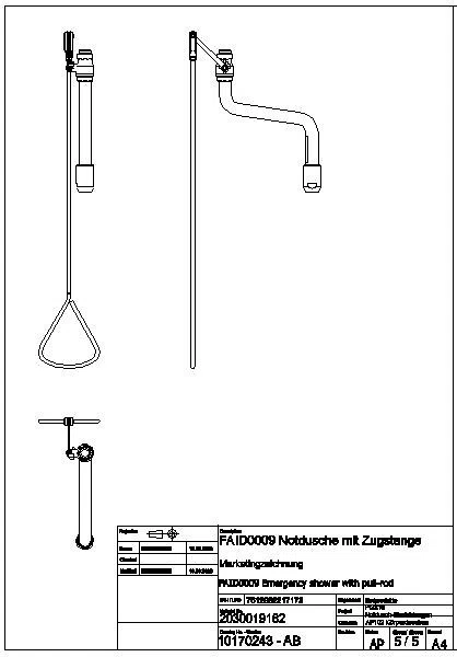 Notdusche, Zugstange, grün, für Deckenmontage, FAID0009
