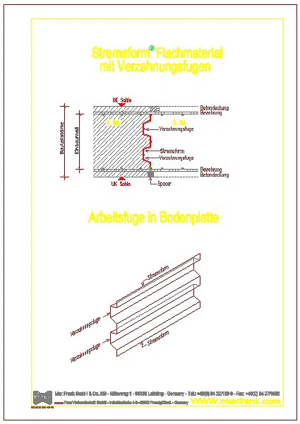 Abschalelement Stremaform®  für Arbeitsfugen mit Flachmaterial