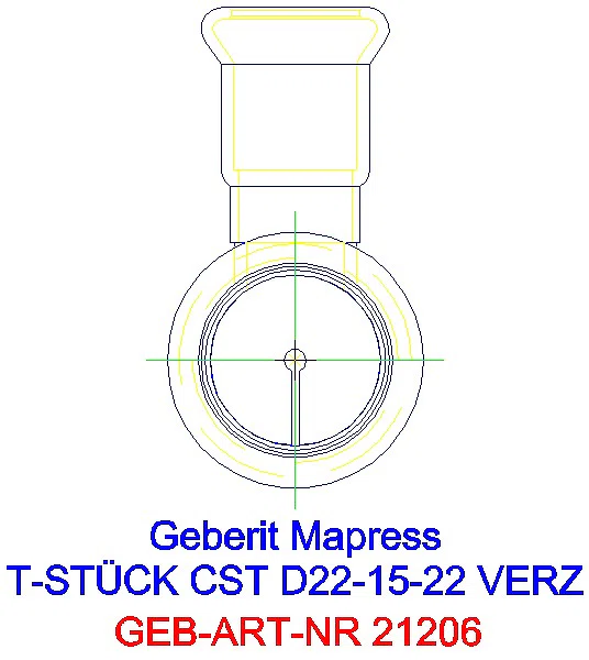 GE Mapress C-Stahl T-Stück reduziert d22-15-22 verzinkt_21206_L