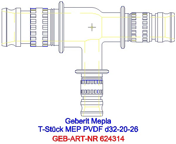 GE Mepla T-Stück reduziert PVDF d32-20-26_624.314.00.5_A