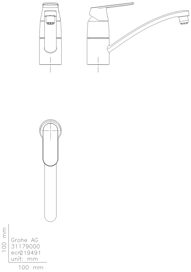 GROHE EH-SPT-Batterie Eurosmart C 31179 flacher Auslauf Niederdruck chrom