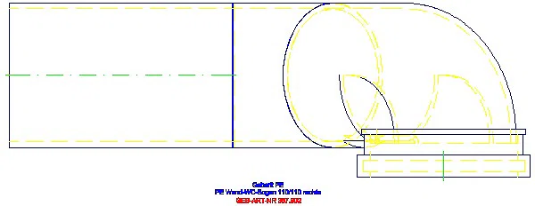 GE PE Anschlussbogen 90Gr für Wand-WC re. gekröpft mit Erweiterung d110/110_367.902.16.1_G