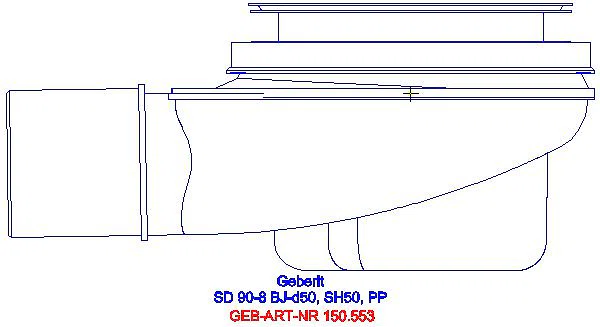 GE Duschwannenablauf d90 Sperrwasserhöhe 50 mm d50 PP_150.553.00.1_A