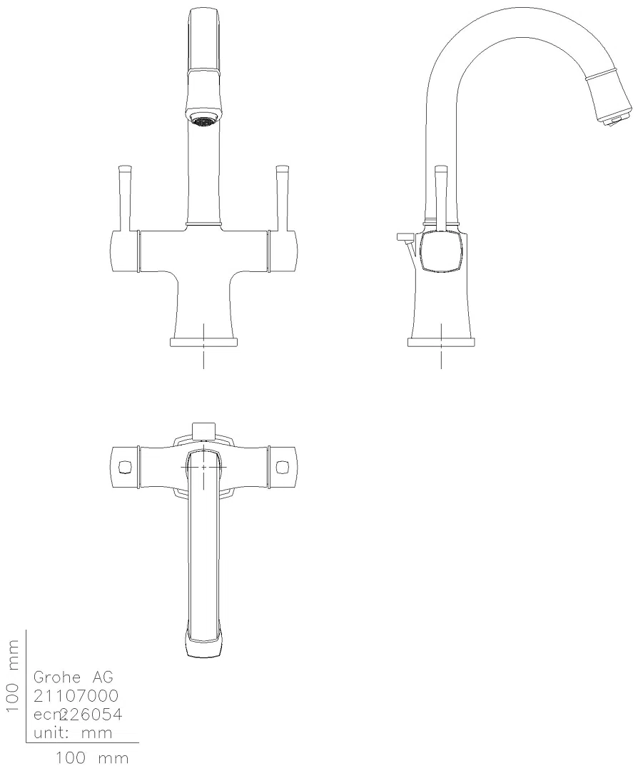GROHE 2-Griff-WT-Batterie Grandera 20666 schwenkbarer Auslauf chrom/gold