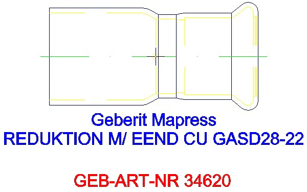 GE Mapress Kupfer Reduktion mit Einschubende (Gas blau) d28-22_34620_L