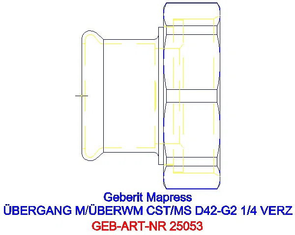 GE Mapress C-Stahl Übergang mit Überwurfmutter d42-G2 1/4 verzinkt_25053_A