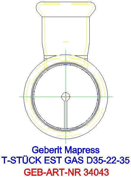 GE Mapress Edelstahl T-Stück reduziert (Gas) d35-22-35_34043_L