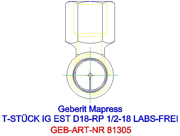 GE Mapress Edelstahl T-Stück mit IG (LABS-frei) d18-Rp1/2-18_81305_L